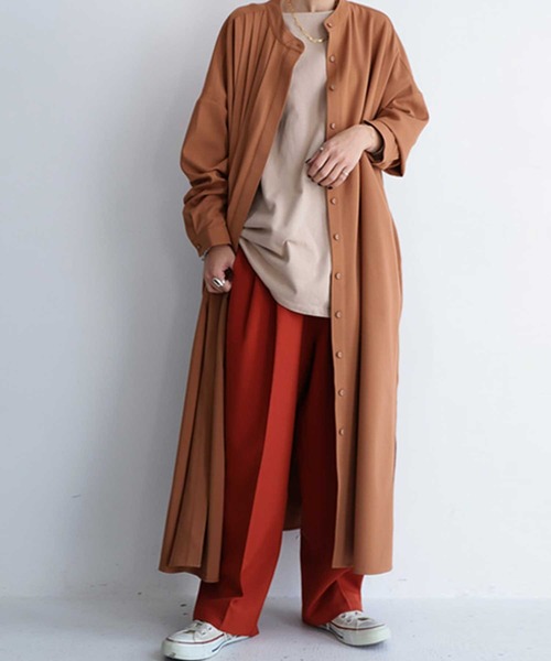 antiqua（アンティカ）の「プリーツシャツワンピ（シャツワンピース・レディース・ブラウン系その他/ブルー系その他/モカ/オフホワイト/ブラック・FREE）」の6枚目の写真