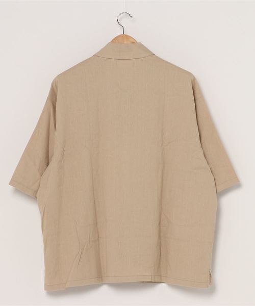 WEGO(ウィゴー)の「WEGO/【セットアップ対応商品】リネンMIX5分袖CPOシャツ(シャツ/ブラウス・メンズ・アイボリー/ベージュ/ブラウン/ブラック・MEDIUM/LARGE)」の5枚目の写真