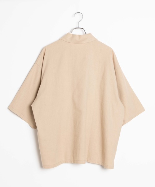 WEGO(ウィゴー)の「WEGO/【セットアップ対応商品】リネンMIX5分袖CPOシャツ(シャツ/ブラウス・メンズ・アイボリー/ベージュ/ブラウン/ブラック・MEDIUM/LARGE)」の6枚目の写真