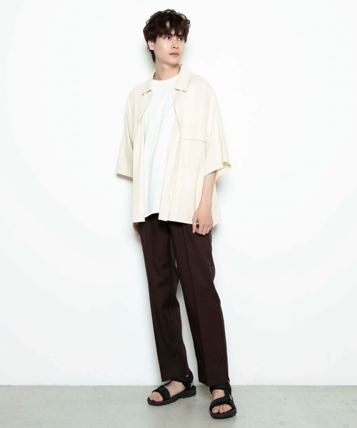 WEGO(ウィゴー)の「WEGO/【セットアップ対応商品】リネンMIX5分袖CPOシャツ(シャツ/ブラウス・メンズ・アイボリー/ベージュ/ブラウン/ブラック・MEDIUM/LARGE)」の12枚目の写真