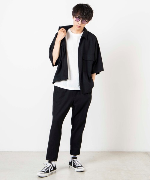 WEGO(ウィゴー)の「WEGO/【セットアップ対応商品】リネンMIX5分袖CPOシャツ(シャツ/ブラウス・メンズ・アイボリー/ベージュ/ブラウン/ブラック・MEDIUM/LARGE)」の20枚目の写真