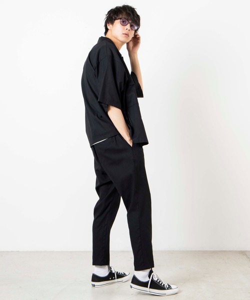 WEGO(ウィゴー)の「WEGO/【セットアップ対応商品】リネンMIX5分袖CPOシャツ(シャツ/ブラウス・メンズ・アイボリー/ベージュ/ブラウン/ブラック・MEDIUM/LARGE)」の21枚目の写真