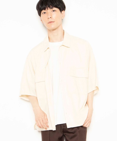 WEGO(ウィゴー)の「WEGO/【セットアップ対応商品】リネンMIX5分袖CPOシャツ(シャツ/ブラウス・メンズ・アイボリー/ベージュ/ブラウン/ブラック・MEDIUM/LARGE)」の14枚目の写真