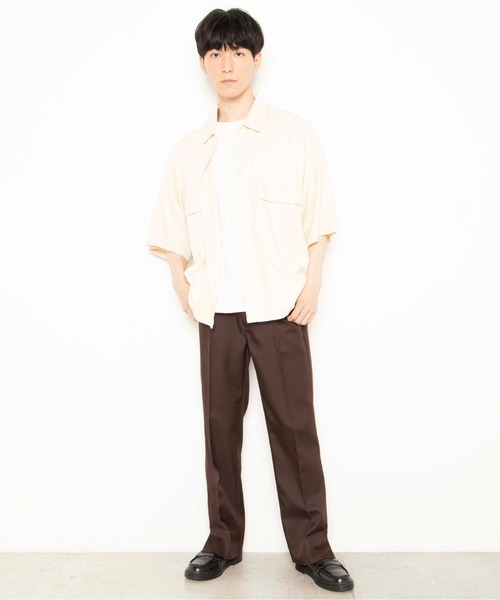 WEGO(ウィゴー)の「WEGO/【セットアップ対応商品】リネンMIX5分袖CPOシャツ(シャツ/ブラウス・メンズ・アイボリー/ベージュ/ブラウン/ブラック・MEDIUM/LARGE)」の16枚目の写真