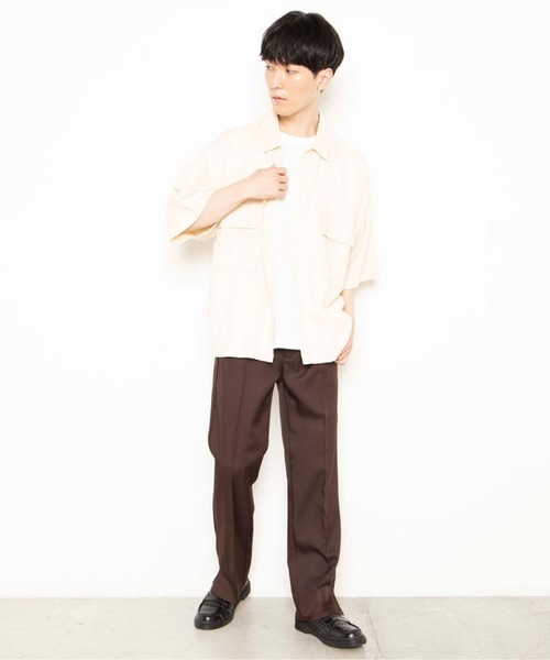 WEGO(ウィゴー)の「WEGO/【セットアップ対応商品】リネンMIX5分袖CPOシャツ(シャツ/ブラウス・メンズ・アイボリー/ベージュ/ブラウン/ブラック・MEDIUM/LARGE)」の17枚目の写真