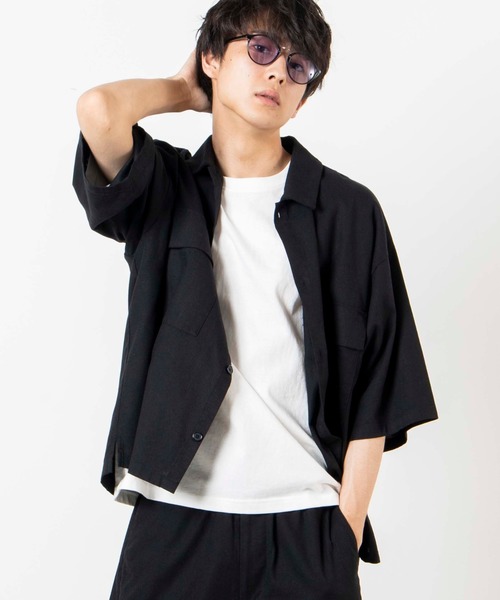 WEGO(ウィゴー)の「WEGO/【セットアップ対応商品】リネンMIX5分袖CPOシャツ(シャツ/ブラウス・メンズ・アイボリー/ベージュ/ブラウン/ブラック・MEDIUM/LARGE)」の18枚目の写真