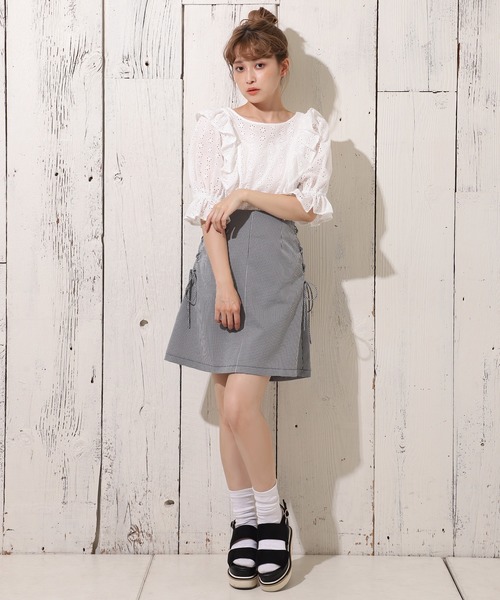 one after another NICE CLAUP（ワンアフターアナザーナイスクラップ）の「【WEB限定】うしろリボンレースブラウス（シャツ/ブラウス・レディース・オフホワイト/ブラック/ミント/パープル・FREE）」の10枚目の写真