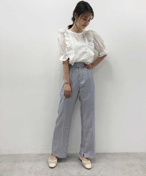 one after another NICE CLAUP（ワンアフターアナザーナイスクラップ）の「【WEB限定】うしろリボンレースブラウス（シャツ/ブラウス・レディース・オフホワイト/ブラック/ミント/パープル・FREE）」の18枚目の写真