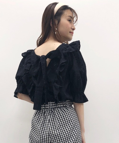 one after another NICE CLAUP（ワンアフターアナザーナイスクラップ）の「【WEB限定】うしろリボンレースブラウス（シャツ/ブラウス・レディース・オフホワイト/ブラック/ミント/パープル・FREE）」の21枚目の写真