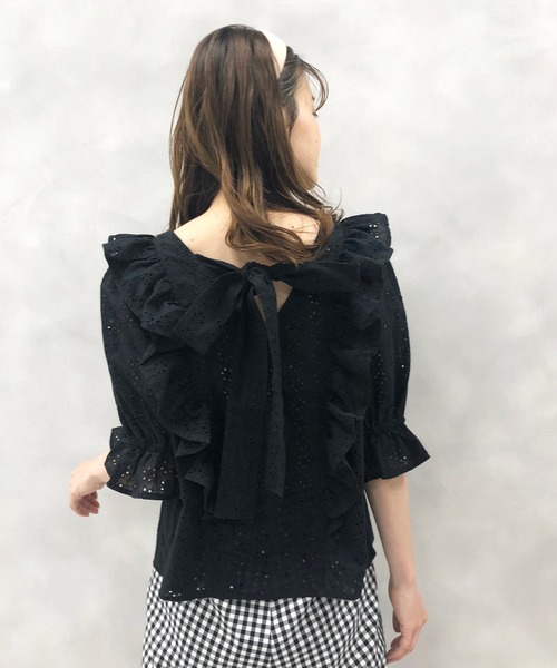 one after another NICE CLAUP（ワンアフターアナザーナイスクラップ）の「【WEB限定】うしろリボンレースブラウス（シャツ/ブラウス・レディース・オフホワイト/ブラック/ミント/パープル・FREE）」の22枚目の写真
