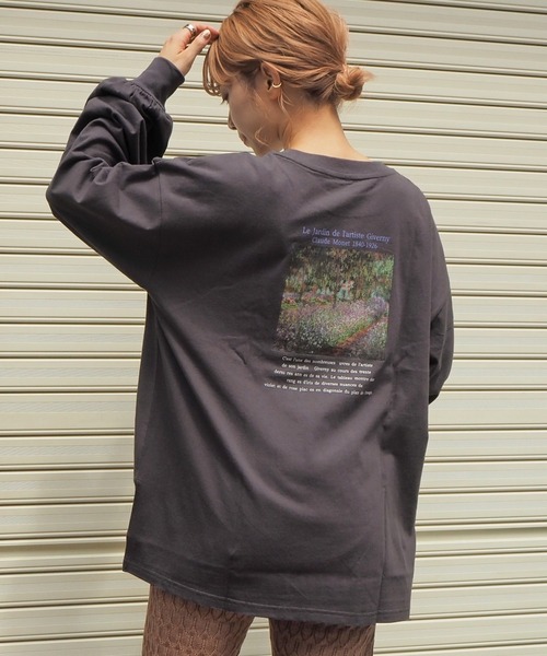 tiptop(ティップトップ)の「アートプリントBIGロンT(Tシャツ/カットソー・レディース・キナリ/スミクロ/オフホワイト/ブラック/ダークグレー/アイボリー/A/B・FREE)」の1枚目の写真