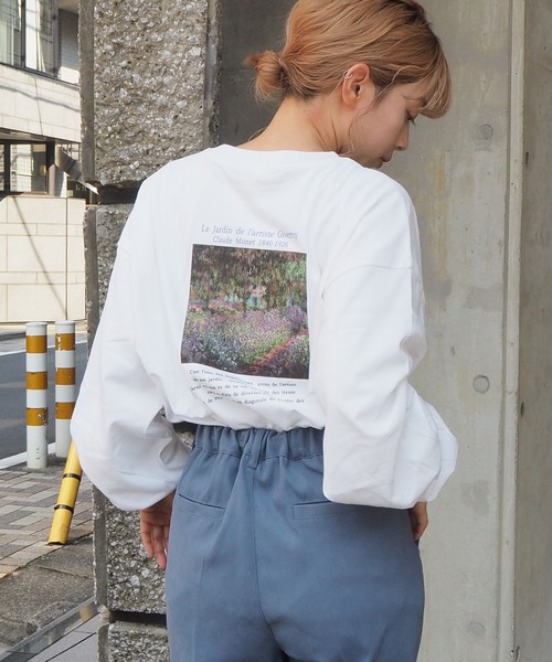 tiptop(ティップトップ)の「アートプリントBIGロンT(Tシャツ/カットソー・レディース・キナリ/スミクロ/オフホワイト/ブラック/ダークグレー/アイボリー/A/B・FREE)」の4枚目の写真