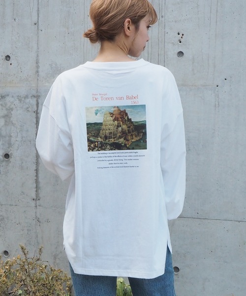 tiptop(ティップトップ)の「アートプリントBIGロンT(Tシャツ/カットソー・レディース・キナリ/スミクロ/オフホワイト/ブラック/ダークグレー/アイボリー/A/B・FREE)」の19枚目の写真