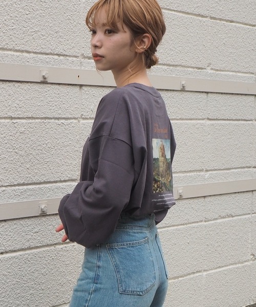 tiptop(ティップトップ)の「アートプリントBIGロンT(Tシャツ/カットソー・レディース・キナリ/スミクロ/オフホワイト/ブラック/ダークグレー/アイボリー/A/B・FREE)」の20枚目の写真