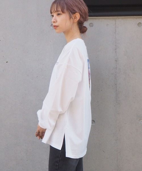 tiptop(ティップトップ)の「アートプリントBIGロンT(Tシャツ/カットソー・レディース・キナリ/スミクロ/オフホワイト/ブラック/ダークグレー/アイボリー/A/B・FREE)」の10枚目の写真