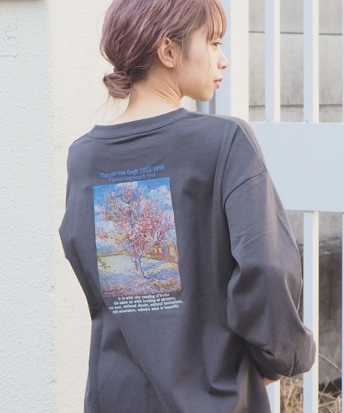 tiptop(ティップトップ)の「アートプリントBIGロンT(Tシャツ/カットソー・レディース・キナリ/スミクロ/オフホワイト/ブラック/ダークグレー/アイボリー/A/B・FREE)」の15枚目の写真