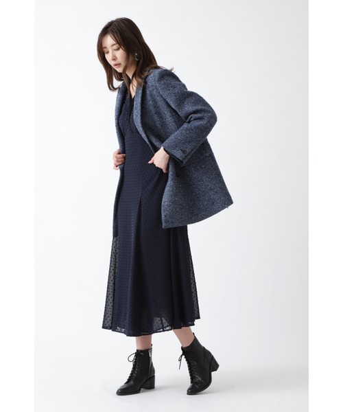 ジルスチュアート Endy ROBEノーカラーリバーコート【今期新作】 JILL STUART（ジルスチュアート）の「《Endy ROBE》ドビードット