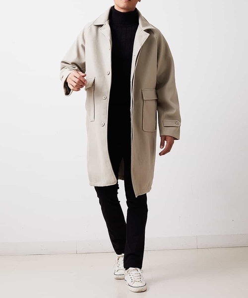 MK MICHEL KLEIN HOMME （エムケーミッシェルクランオム）の「【今季トレンド】ビックシルエットウールコート（ステンカラーコート・メンズ・ブラック/アイボリー・MEDIUM/LARGE）」の3枚目の写真