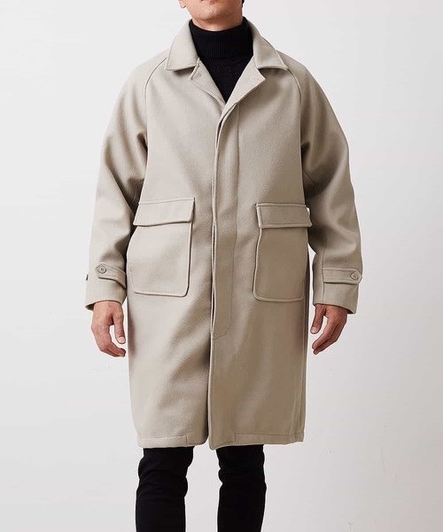 MK MICHEL KLEIN HOMME （エムケーミッシェルクランオム）の「【今季トレンド】ビックシルエットウールコート（ステンカラーコート・メンズ・ブラック/アイボリー・MEDIUM/LARGE）」の5枚目の写真