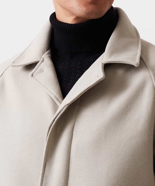 MK MICHEL KLEIN HOMME （エムケーミッシェルクランオム）の「【今季トレンド】ビックシルエットウールコート（ステンカラーコート・メンズ・ブラック/アイボリー・MEDIUM/LARGE）」の9枚目の写真