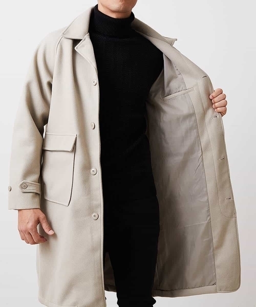 MK MICHEL KLEIN HOMME （エムケーミッシェルクランオム）の「【今季トレンド】ビックシルエットウールコート（ステンカラーコート・メンズ・ブラック/アイボリー・MEDIUM/LARGE）」の13枚目の写真