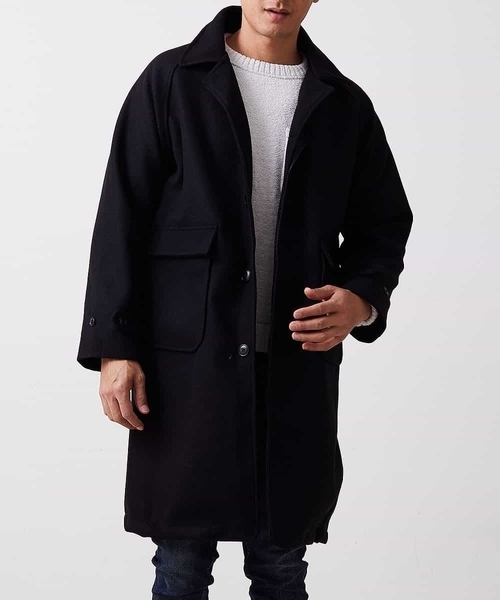 MK MICHEL KLEIN HOMME （エムケーミッシェルクランオム）の「【今季トレンド】ビックシルエットウールコート（ステンカラーコート・メンズ・ブラック/アイボリー・MEDIUM/LARGE）」の14枚目の写真