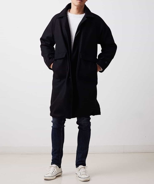 MK MICHEL KLEIN HOMME （エムケーミッシェルクランオム）の「【今季トレンド】ビックシルエットウールコート（ステンカラーコート・メンズ・ブラック/アイボリー・MEDIUM/LARGE）」の15枚目の写真