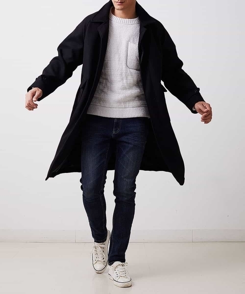 MK MICHEL KLEIN HOMME （エムケーミッシェルクランオム）の「【今季トレンド】ビックシルエットウールコート（ステンカラーコート・メンズ・ブラック/アイボリー・MEDIUM/LARGE）」の16枚目の写真