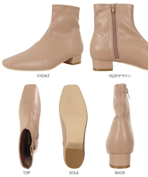 KOBE LETTUCE（コウベレタス）の「スクエアトゥストレッチショートブーツ（ブーツ・レディース・ブラック/ダークブラウン/ベージュ・LL/S/M/L）」の9枚目の写真