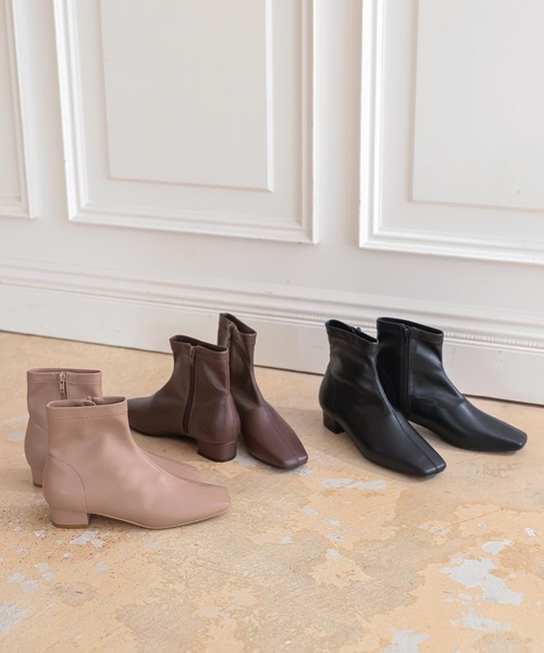 KOBE LETTUCE（コウベレタス）の「スクエアトゥストレッチショートブーツ（ブーツ・レディース・ブラック/ダークブラウン/ベージュ・LL/S/M/L）」の10枚目の写真