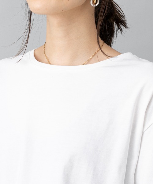 prose verse（プロズヴェール）の「オーガニックコットンラウンドヘムロンT（Tシャツ/カットソー・レディース・チャコールグレー/オフホワイト/グレイッシュベージュ・ﾌﾘ-）」の10枚目の写真