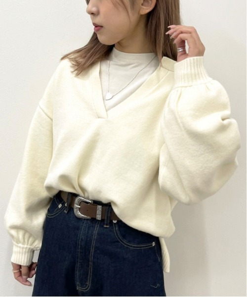 apres jour mignon(アプレジュールミニョン)の「フロントスリットニット【ZOZOTOWN限定アイテム】(ニット/セーター・レディース・グリーン/ブラック/アイボリー・X-LARGE/フリー)」の18枚目の写真