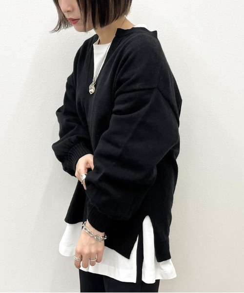apres jour mignon(アプレジュールミニョン)の「フロントスリットニット【ZOZOTOWN限定アイテム】(ニット/セーター・レディース・グリーン/ブラック/アイボリー・X-LARGE/フリー)」の16枚目の写真