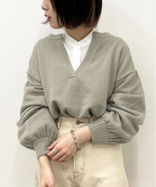 apres jour mignon(アプレジュールミニョン)の「フロントスリットニット【ZOZOTOWN限定アイテム】(ニット/セーター・レディース・グリーン/ブラック/アイボリー・X-LARGE/フリー)」の6枚目の写真