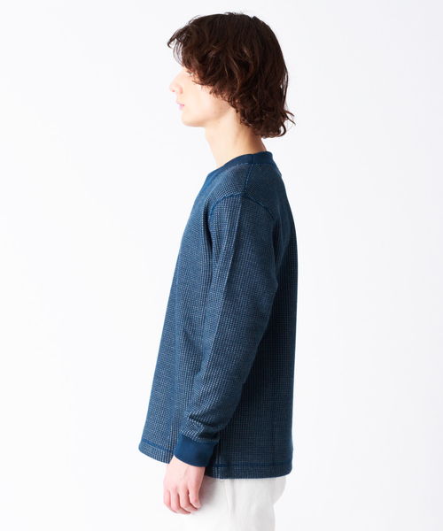 ABAHOUSE（アバハウス）の「シャンブレーワッフル ニット（ニット/セーター・メンズ・グレイッシュブルー/グレイッシュベージュ/ダークネイビー/ブラウン・46/48/44）」の7枚目の写真