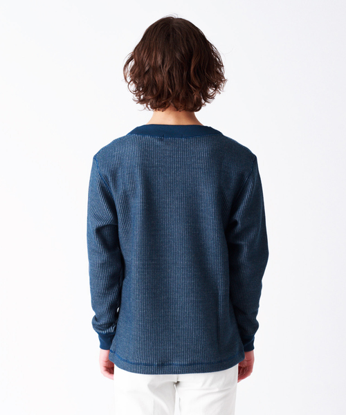 ABAHOUSE（アバハウス）の「シャンブレーワッフル ニット（ニット/セーター・メンズ・グレイッシュブルー/グレイッシュベージュ/ダークネイビー/ブラウン・46/48/44）」の8枚目の写真