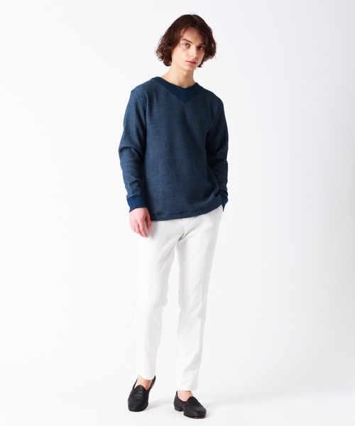 ABAHOUSE（アバハウス）の「シャンブレーワッフル ニット（ニット/セーター・メンズ・グレイッシュブルー/グレイッシュベージュ/ダークネイビー/ブラウン・46/48/44）」の15枚目の写真