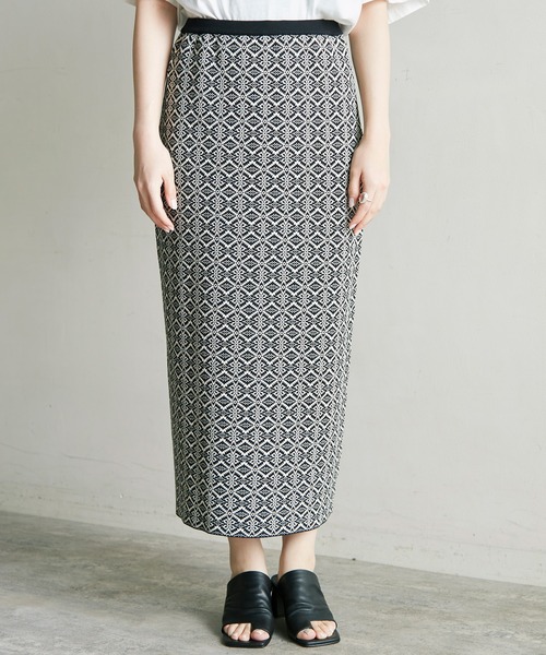 nitca（ニトカ）の「ダブルジャカードストレートスカート（スカート・レディース・ブラック/オレンジ/アイボリー・FREE）」の6枚目の写真