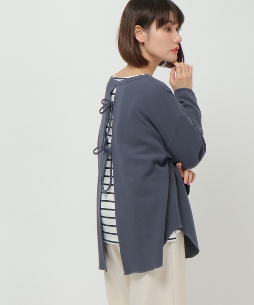 LBC(エルビーシー)の「リサイクルカノコバックリボン(Tシャツ/カットソー・レディース・チャコールグレー/ベージュ/オフホワイト・M)」の3枚目の写真