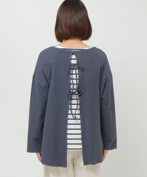 LBC(エルビーシー)の「リサイクルカノコバックリボン(Tシャツ/カットソー・レディース・チャコールグレー/ベージュ/オフホワイト・M)」の18枚目の写真