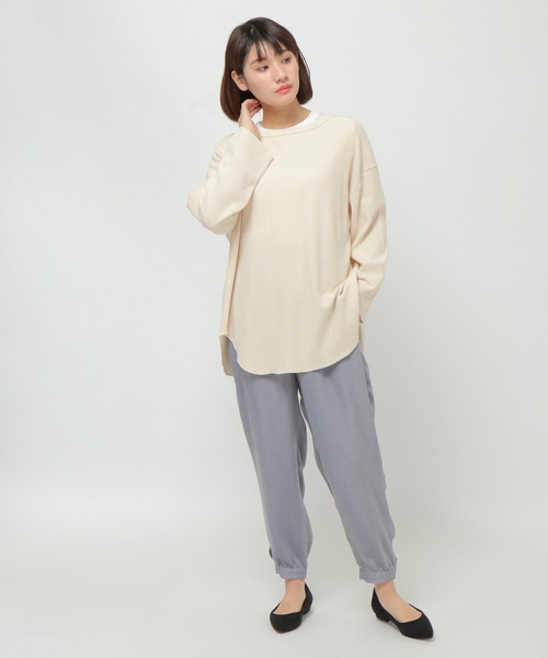 LBC(エルビーシー)の「リサイクルカノコバックリボン(Tシャツ/カットソー・レディース・チャコールグレー/ベージュ/オフホワイト・M)」の7枚目の写真