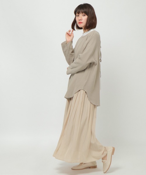LBC(エルビーシー)の「リサイクルカノコバックリボン(Tシャツ/カットソー・レディース・チャコールグレー/ベージュ/オフホワイト・M)」の5枚目の写真
