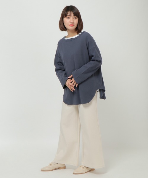 LBC(エルビーシー)の「リサイクルカノコバックリボン(Tシャツ/カットソー・レディース・チャコールグレー/ベージュ/オフホワイト・M)」の9枚目の写真