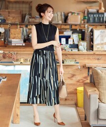 【洗える】 異素材を組み合わせたニットコンビワンピース