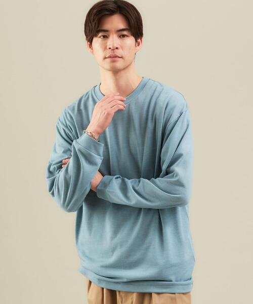 green label relaxing（グリーンレーベルリラクシング）の「＜ 機能 / 吸水速乾・手洗い可 ＞CM ドライ ウールミックス クルーネック 長袖（Tシャツ/カットソー・メンズ・パープル/ターコイズブルー/ブラック/オフホワイト・L/XL/S/M）」の3枚目の写真