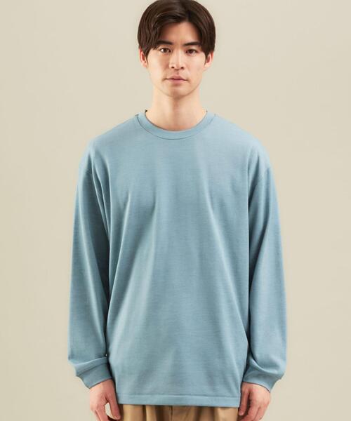 green label relaxing（グリーンレーベルリラクシング）の「＜ 機能 / 吸水速乾・手洗い可 ＞CM ドライ ウールミックス クルーネック 長袖（Tシャツ/カットソー・メンズ・パープル/ターコイズブルー/ブラック/オフホワイト・L/XL/S/M）」の16枚目の写真