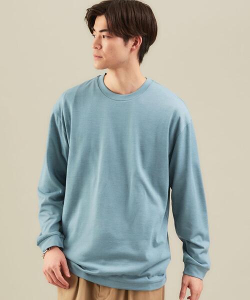 green label relaxing（グリーンレーベルリラクシング）の「＜ 機能 / 吸水速乾・手洗い可 ＞CM ドライ ウールミックス クルーネック 長袖（Tシャツ/カットソー・メンズ・パープル/ターコイズブルー/ブラック/オフホワイト・L/XL/S/M）」の11枚目の写真