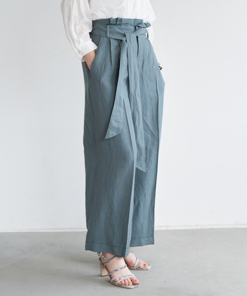 YECCA VECCA（イェッカヴェッカ）の「P.レーヨンリネンワイドパンツ　＊（その他パンツ・レディース・チャコールグレー/ライトベージュ/グリーン/ピンク系その他3・FREE）」の3枚目の写真