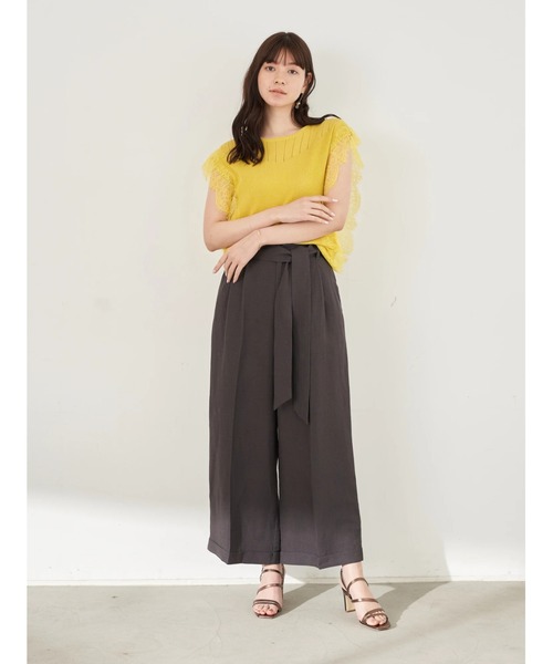 YECCA VECCA（イェッカヴェッカ）の「P.レーヨンリネンワイドパンツ　＊（その他パンツ・レディース・チャコールグレー/ライトベージュ/グリーン/ピンク系その他3・FREE）」の5枚目の写真