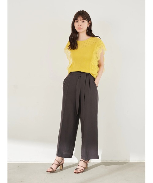 YECCA VECCA（イェッカヴェッカ）の「P.レーヨンリネンワイドパンツ　＊（その他パンツ・レディース・チャコールグレー/ライトベージュ/グリーン/ピンク系その他3・FREE）」の6枚目の写真